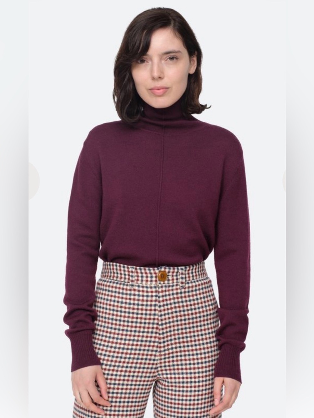 Sea New York 100% Wool Burgundy Turtleneck Sweater Pullover Size XS